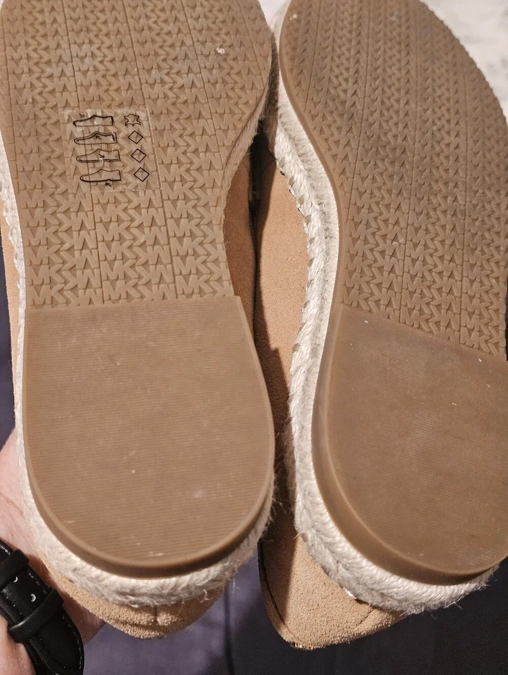 Michael Kors Women's Tan Leather Penny Loafers with Espadrille Sole